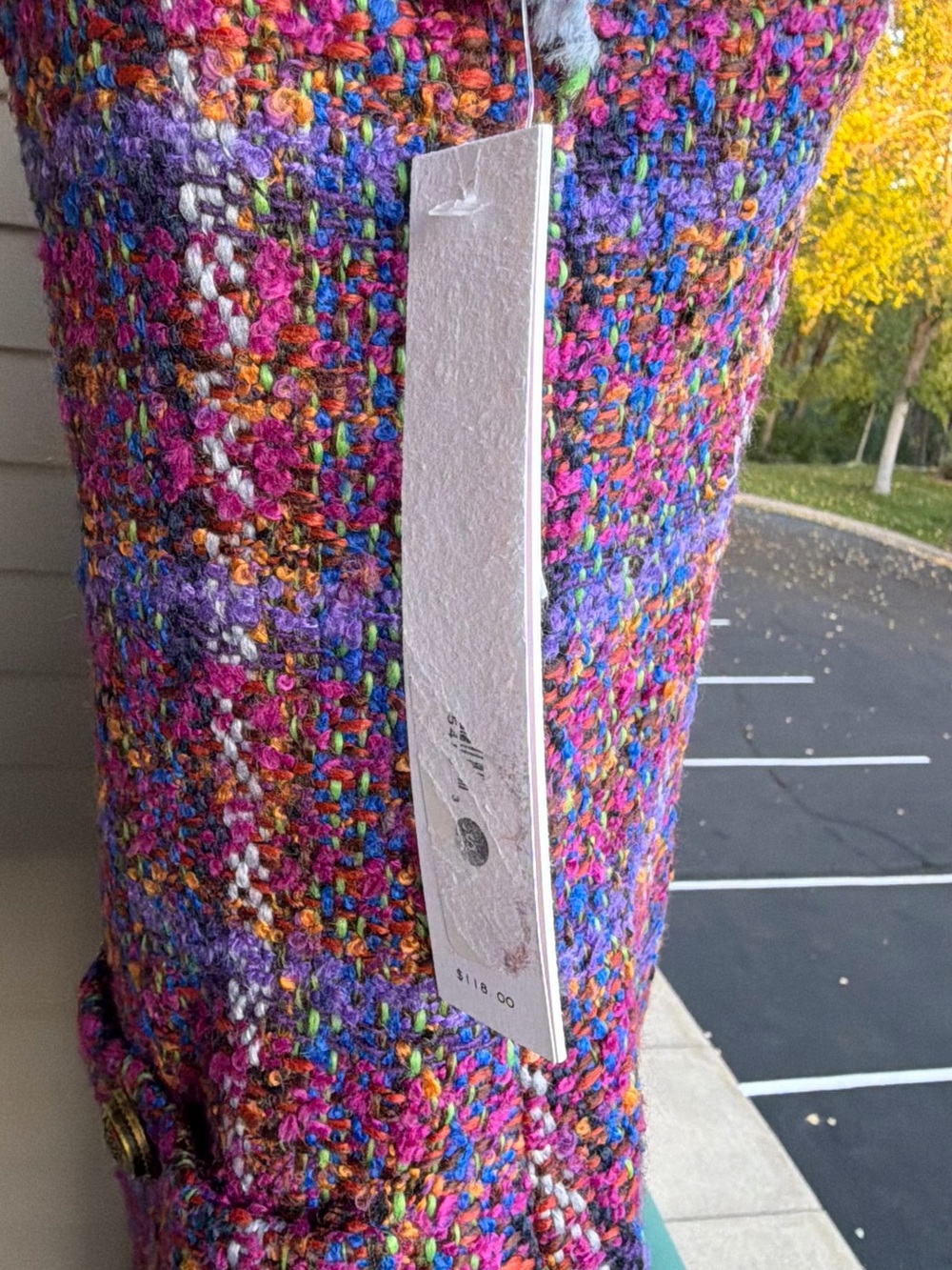 🆕💗💜AQUA Multicolor Tweed Plaid Sleeveless Mini Dress Gold Buttons Size S - Picture 17 of 17